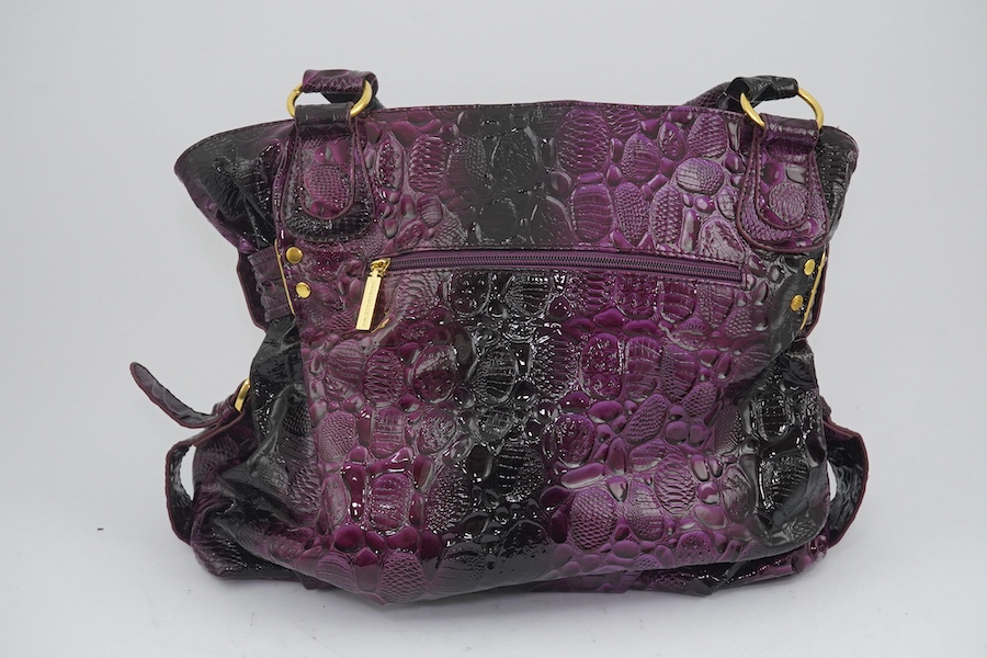 A purple patent Versace large handbag